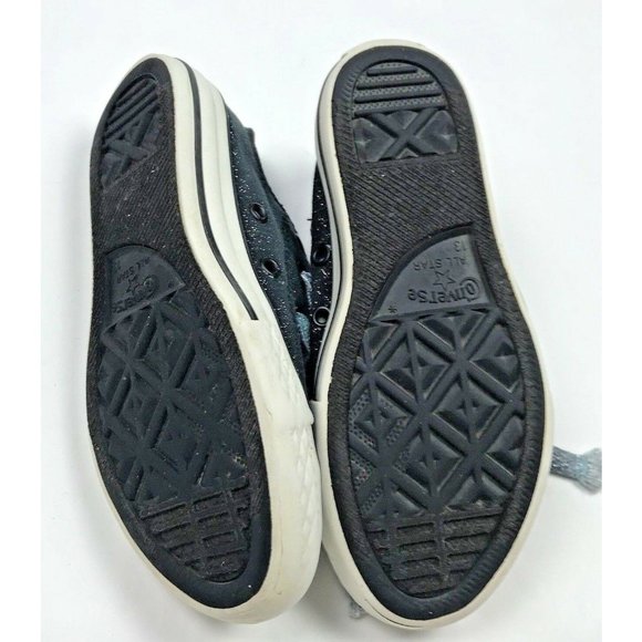 Converse All Star Chuck Taylor Low Top Sneakers Shoes Girls 13 Blue Glitter - Picture 9 of 12